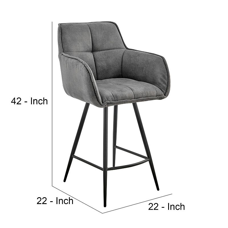 30 Inch Contemporary Fabric Bar Stool， Black and Charcoal