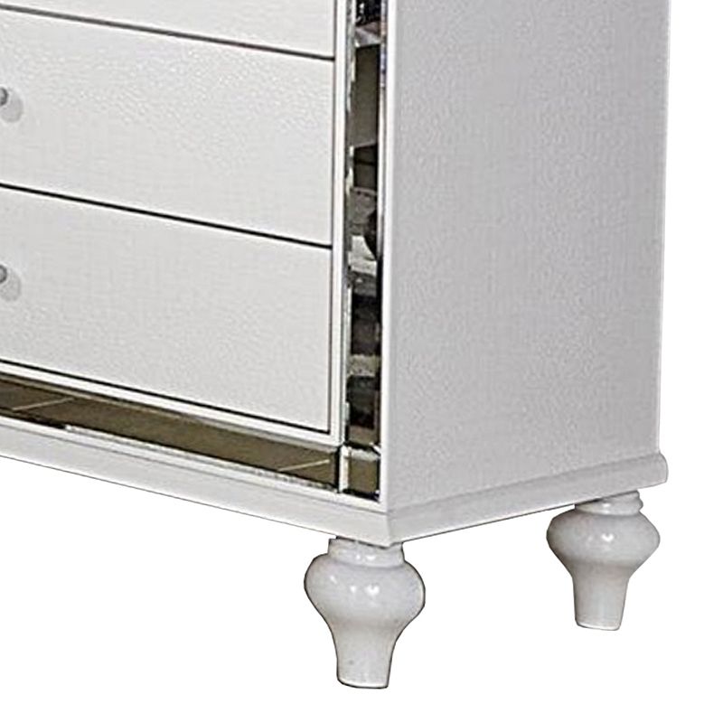 Faux Alligator Embossed Wooden Night Stand With 3 Drawers In White