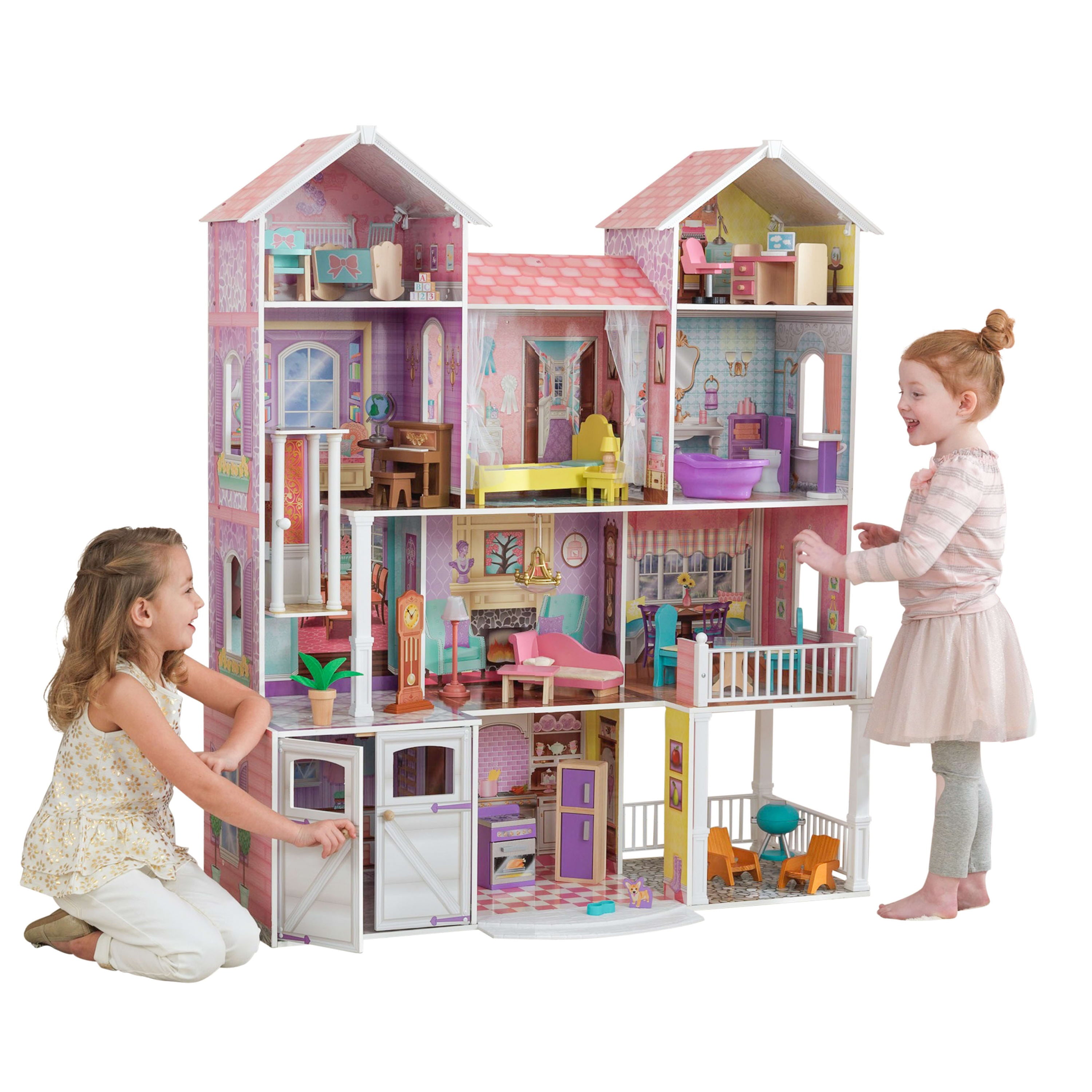 KidKraft Country Estate Wooden Dollhouse for 12-inch Dolls with 31-Piece Accessories