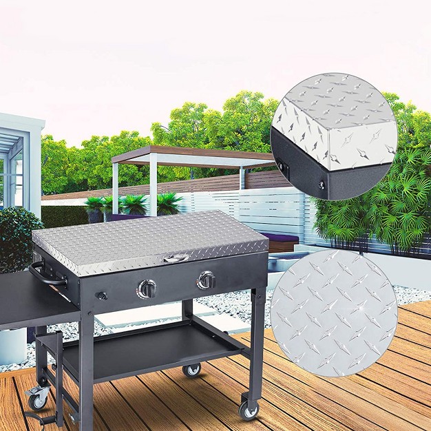 Griddle Cover With Waterproof Aluminum Diamond Plate And Stainless Steel Handle For Outdoor Bbq Hood Blackstone Griddle Accessories