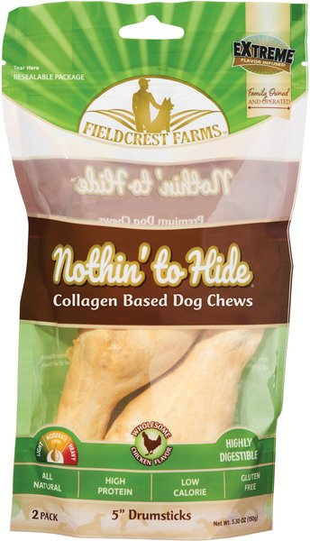 Fieldcrest Farms Nothin To Hide Drumstick Chicken Dog Treats， 2 count