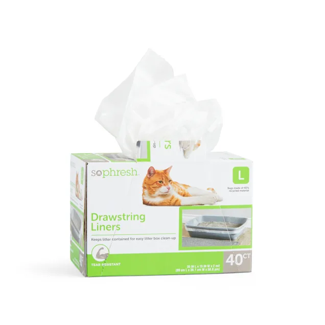 So Phresh Drawstring Cat Litter Box Liners， 35