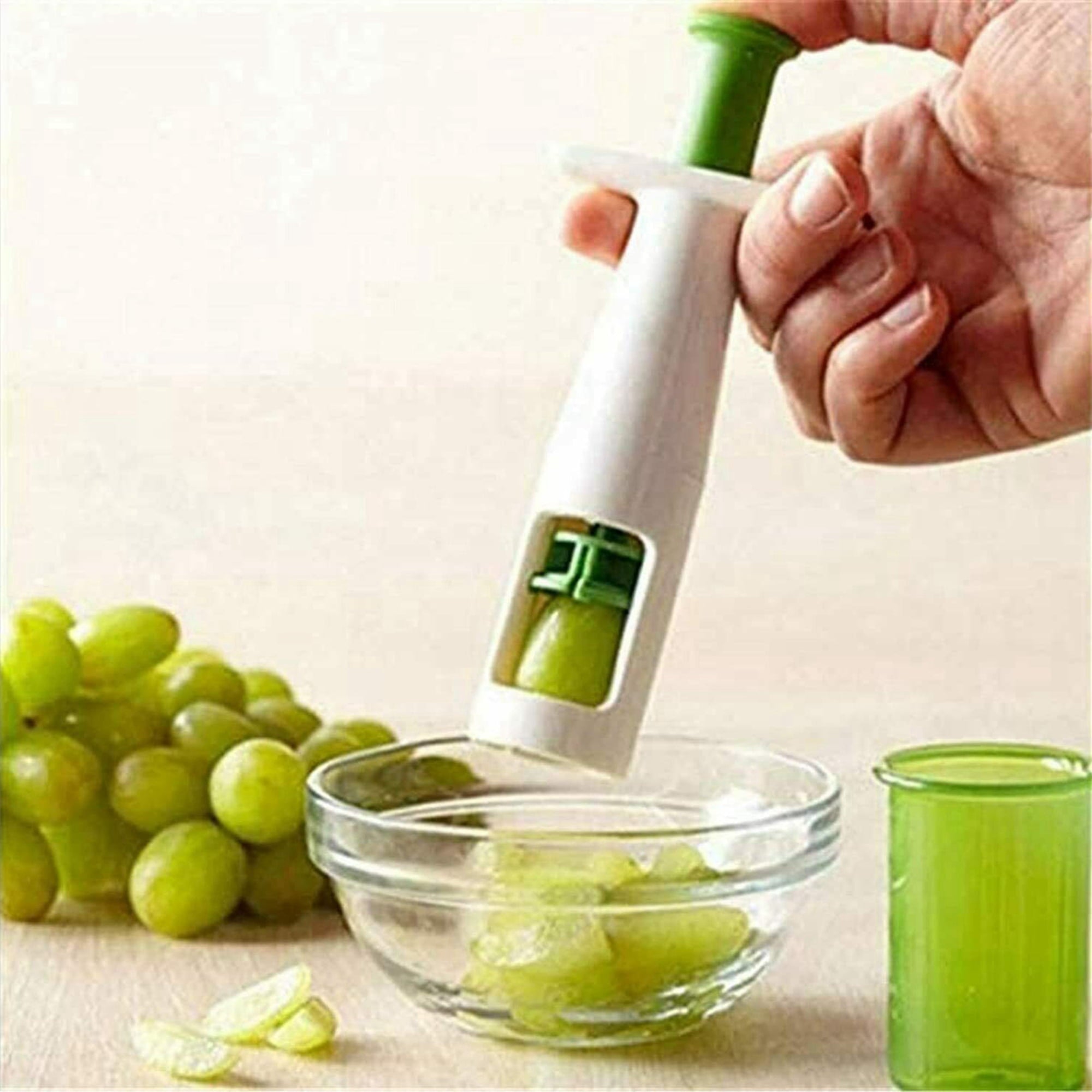 Grape Slicer Syringe Shape Stainless Steel Blade Cherry Cutter Kitchen Gadget for Fruit Vegetables