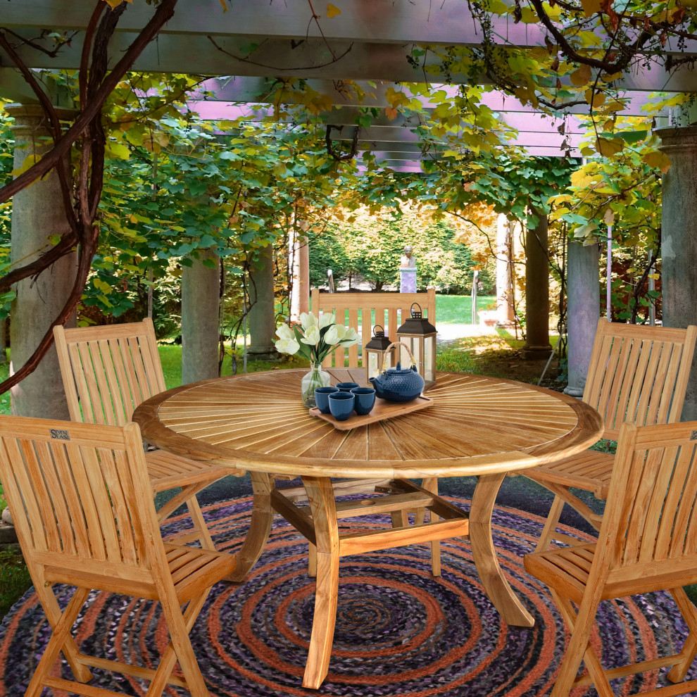 Teak Wood Sun Dining Table  59 quot  Transitional   Outdoor Dining Tables   by Chic Teak  Houzz