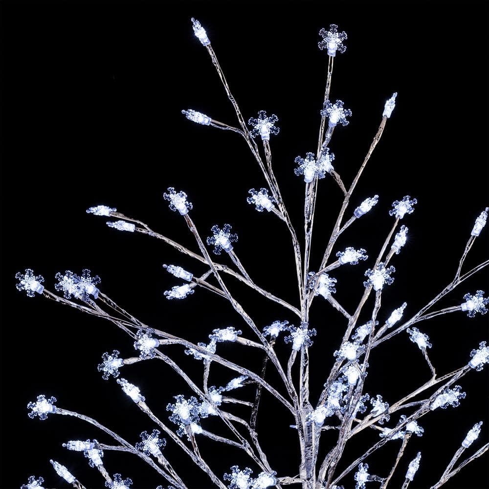 Alpine Corporation 58 in. Tall Frosty Christmas Snowflake Tree with Cool White LED Lights LAN252L