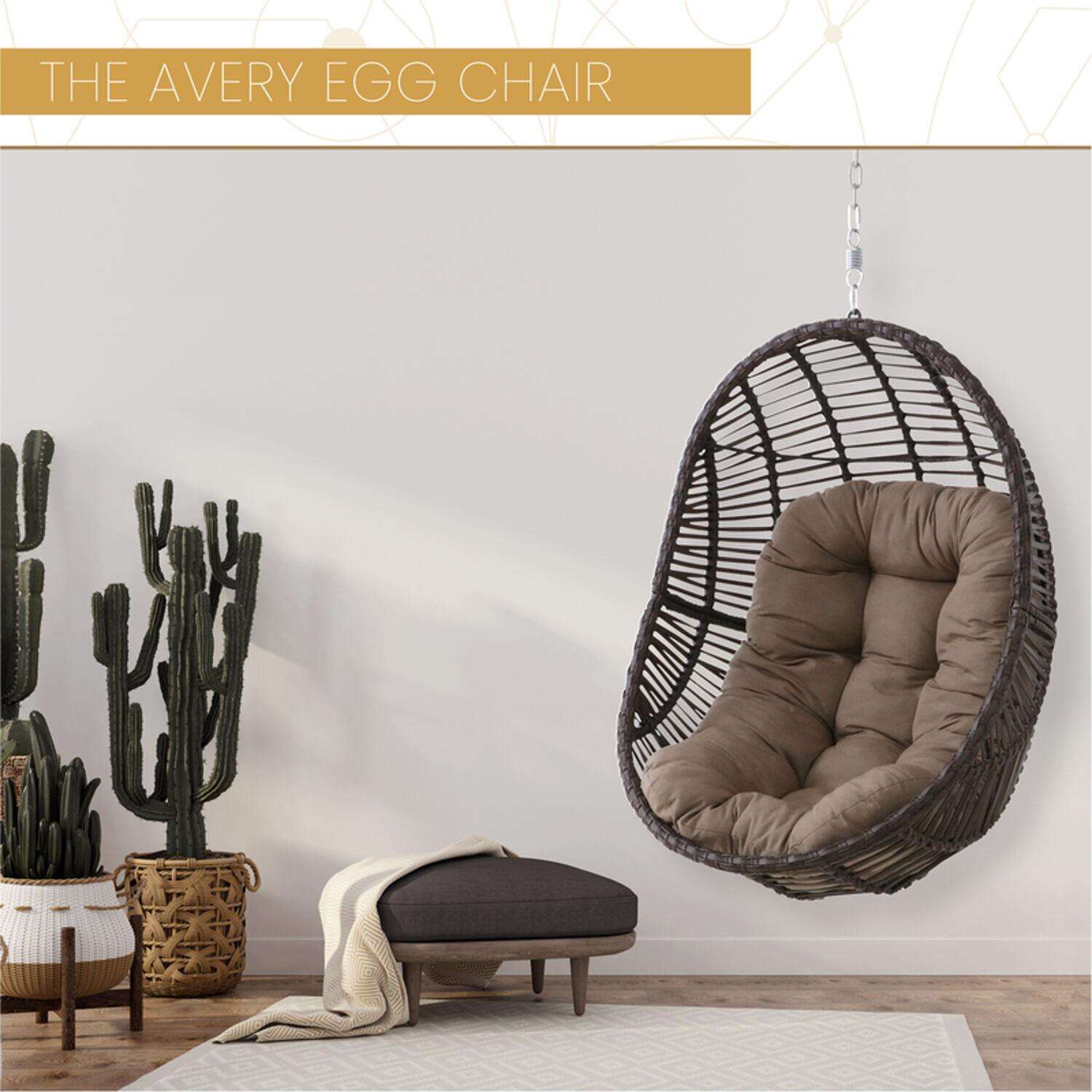 Mod Avery 1 Person Brown Steel Egg Swing Taupe