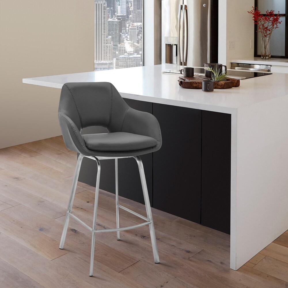 Aura Faux Leather and Metal Bar Stool