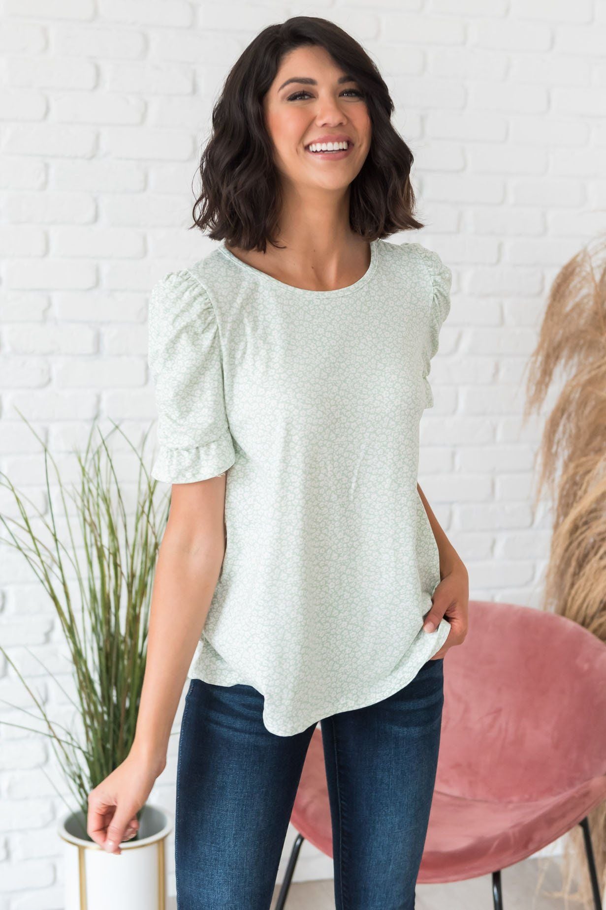 Darling Smile Ruche Sleeve Top