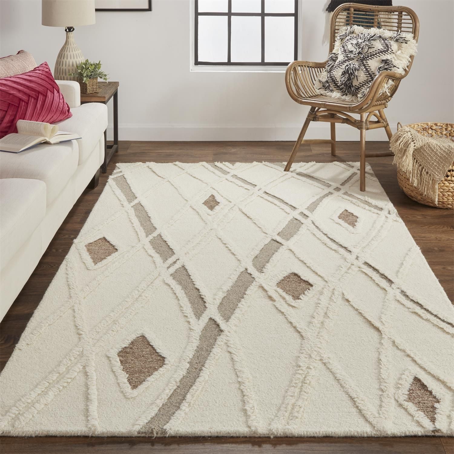 Elika Hand Tufted Ivory and Beige Rug by BD Fine