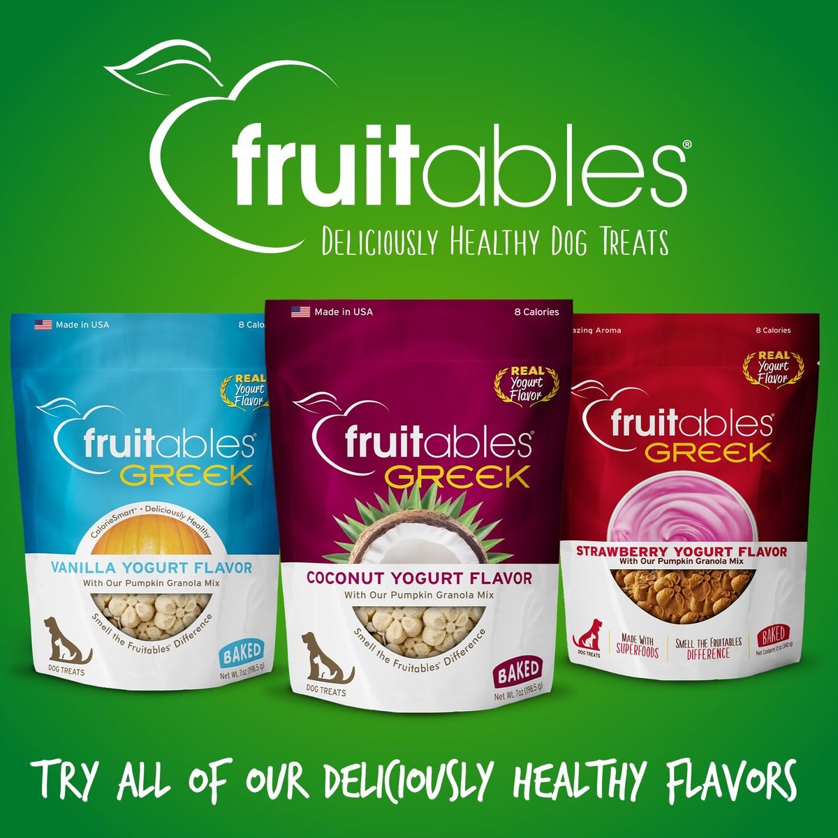 Fruitables Greek Coconut Yogurt Flavor Crunchy Dog Treats