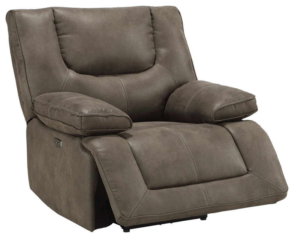 ACME Harumi Recliner  Power Motion  Gray Leather Aire   Contemporary   Recliner Chairs   by Kolibri Decor  Houzz