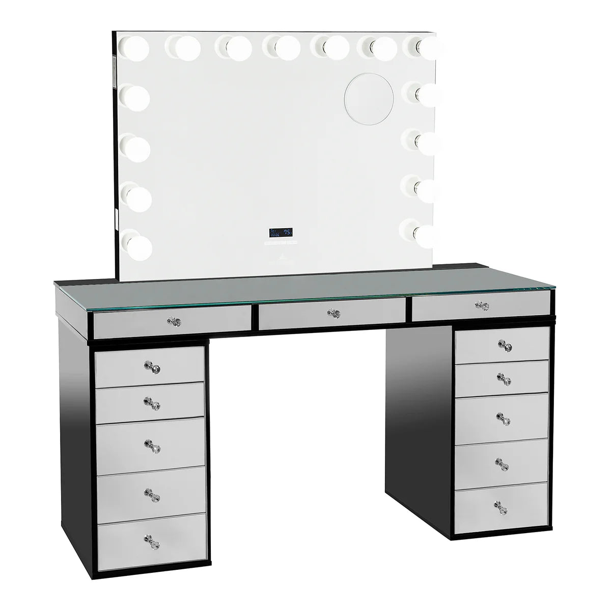 IVFT-SLAYPROV2M5DR-WHT-N | SlayStation® Pro 2.0 Mirrored Tabletop + Vanity Mirror + 5 Drawer Units Bundle