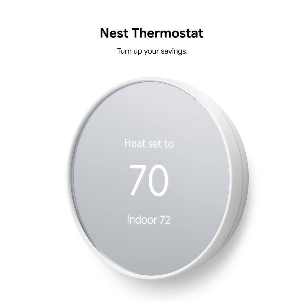 Google Nest Thermostat - Smart Programmable Wi-Fi Thermostat - Snow GA01334-US