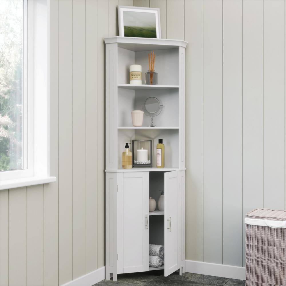 RiverRidge Home Somerset 26 in. W x 18.31 in. D x 70 in. H Two-Door Corner Cabinet in White 06-136