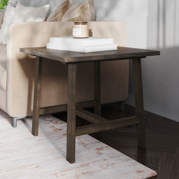 Emma And Oliver Solid Wood Farmhouse Trestle End Table