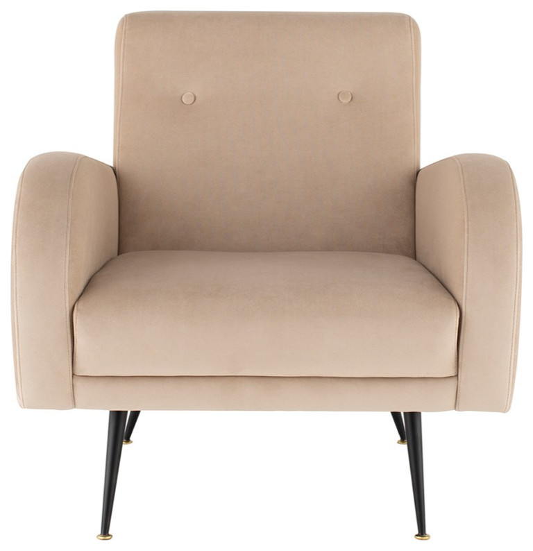 Eunice Occasional Chair nude velour   Midcentury   Armchairs And Accent Chairs   by Virgil Stanis Design  Houzz