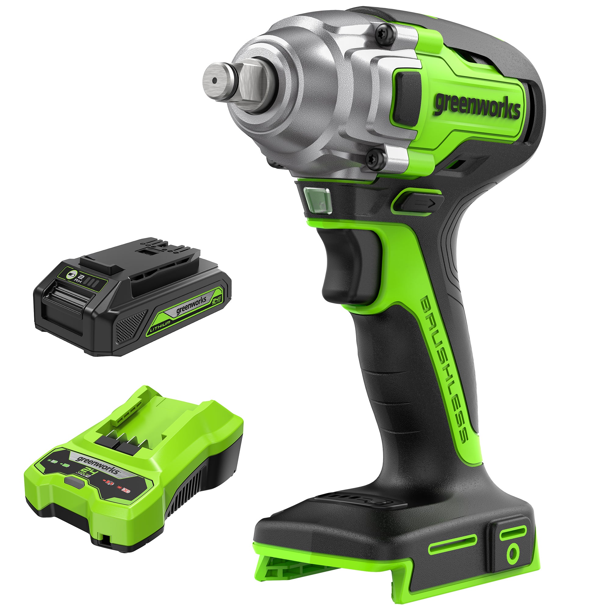 24V Cordless Impact Wrench with (2) 2.0 Ah Batteries | Greenworks