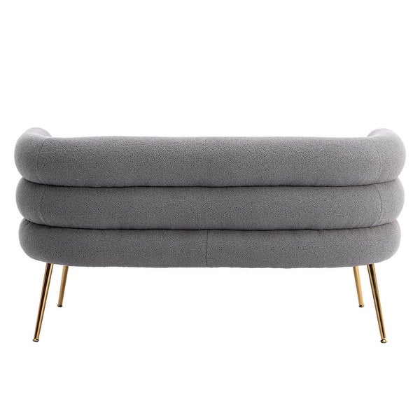 Modern Fabric Accent Chair ， Leisure Sofa with Tufted Back and Golde Metal Legs