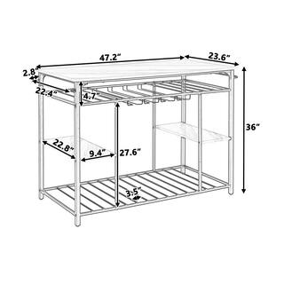 Marble White Kitchen Island Rack Counter Height Prep Table with Glass Racks and Large Worktop KIMW-10104