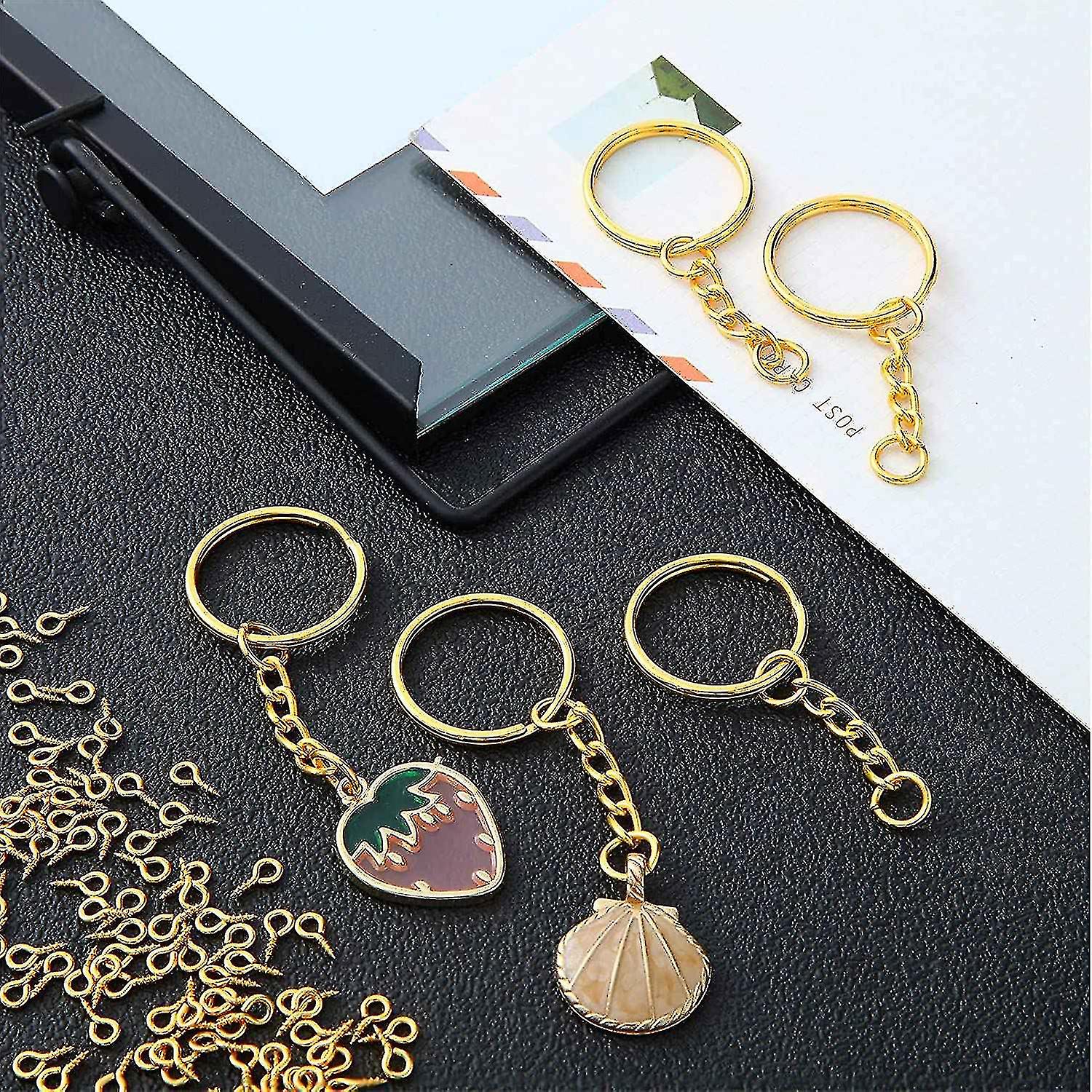 360 Pcs Keychain Rings Kit Open Jump Rings For Diy Crafts Gold