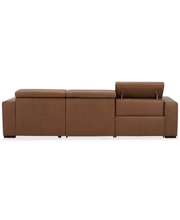 Furniture Nevio 115 3-Pc. Leather Sectional with 1 Power Recliner  Headrests and Chaise Created For Macy's