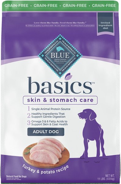 Blue Buffalo Basics Skin and Stomach Care Grain-Free Formula Turkey and Potato Recipe Adult Dry Dog Food