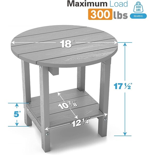 WINSOON All Weather HIPS Outdoor Round 2Tier Outdoor Side Tables Adirondack Tables