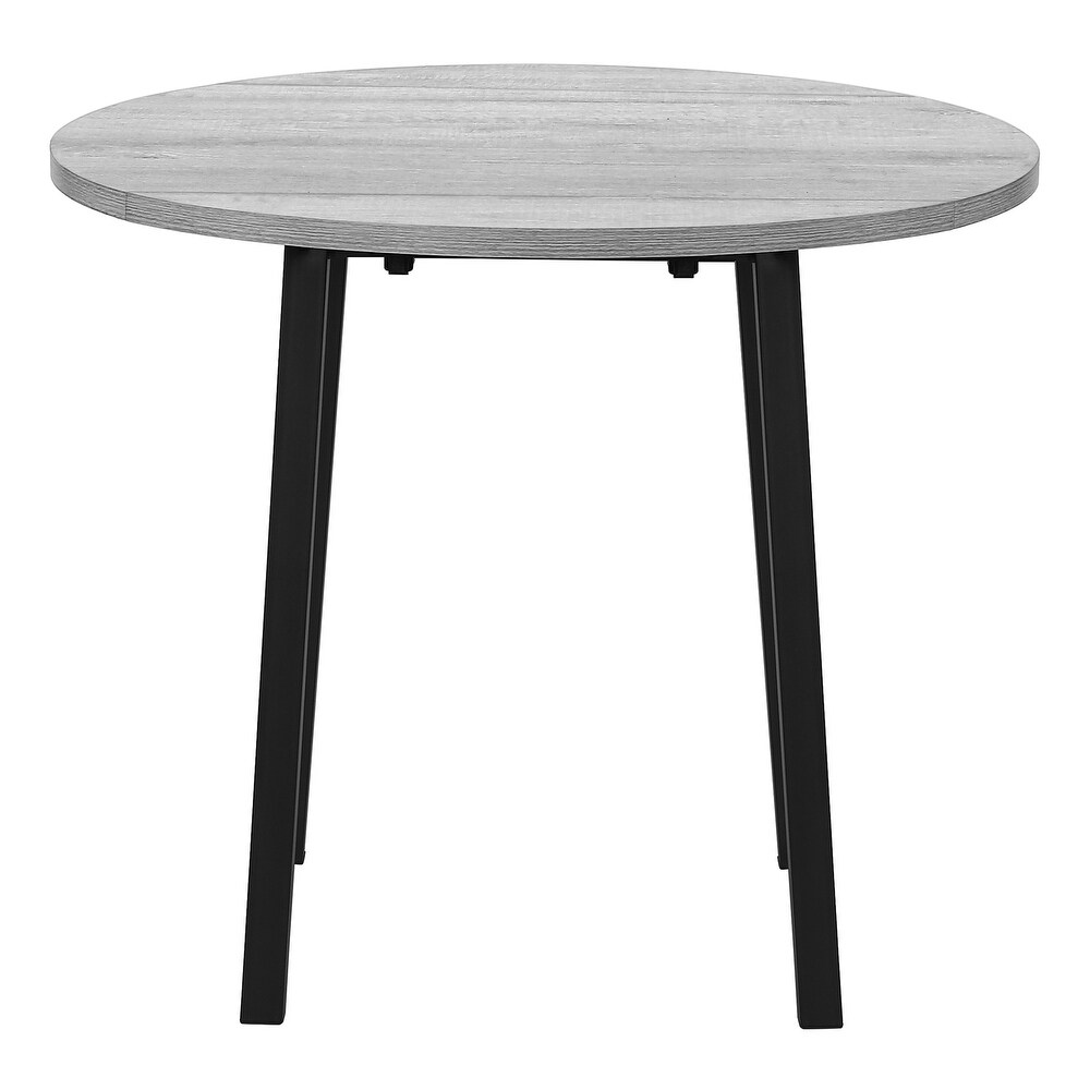 Drop Leaf Round Top Dining Table Set   Black and Gray   3 Piece