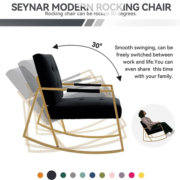 Modern Velvet Rocking Chair with Golden Frame