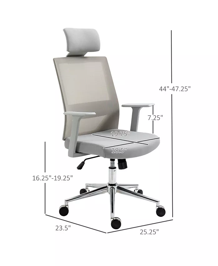 Vinsetto Swivel Office Chair Task Chair w  Adjustable Height Headrest Grey