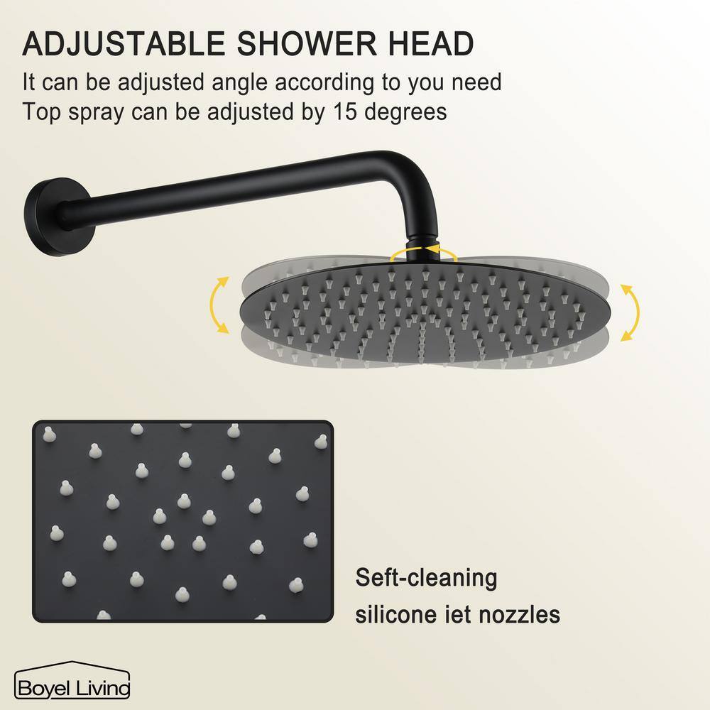 Boyel Living 1-Spray Patterns 10 in. Dual Shower Head and Handheld Shower Head in Matte Black BL0131-10MB