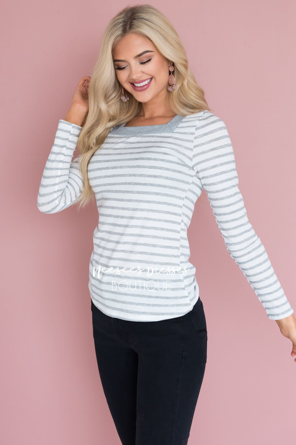 Leading Lines Modest Ribbed Top