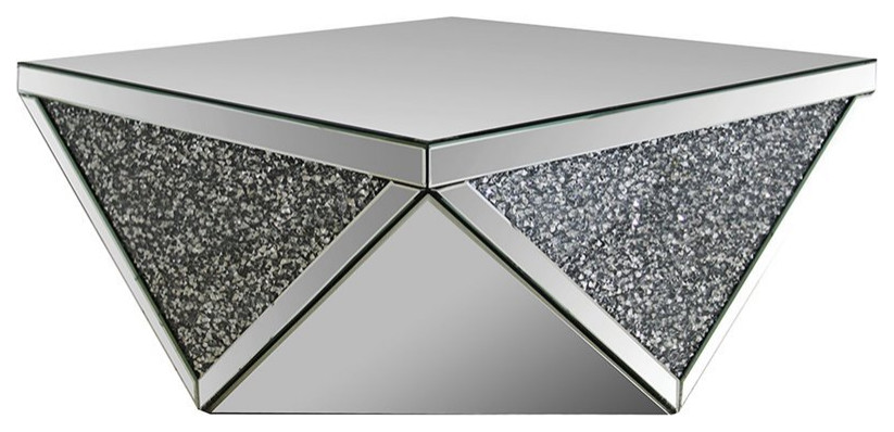 ACME Furniture Modern Glass 38 quotSquare Mirrored Accent Coffee Table in Black   Contemporary   Coffee Tables   by Kolibri Decor  Houzz