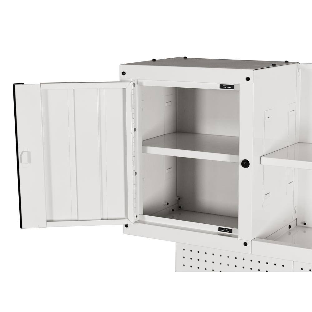 Husky 56 in. W x 27.6 in. D Heavy Duty 10-Drawer Gloss White Mobile Workbench with Pegboard and Top Cabinets H56ULTWSGW