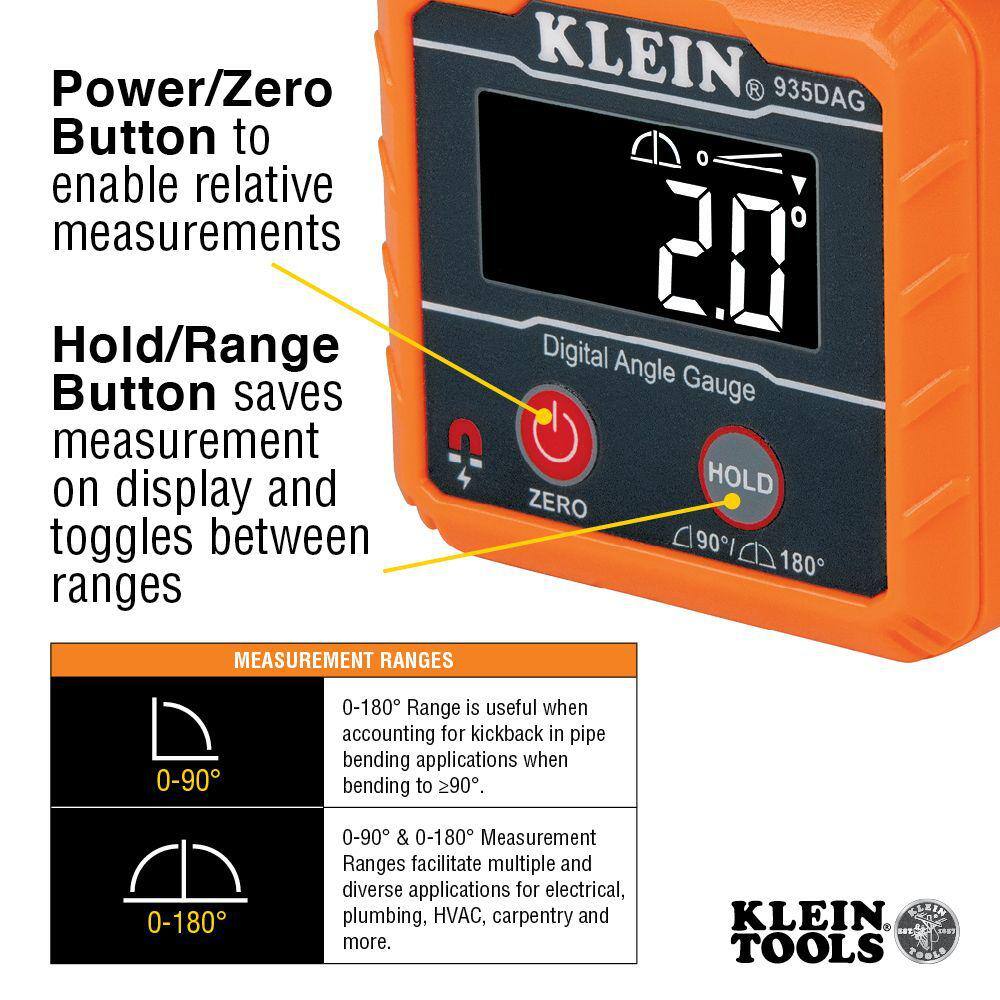 Klein Tools Digital Angle GaugeLevel and Magnetic Multi-Bit Screwdriver Tool Set M2O41531KIT