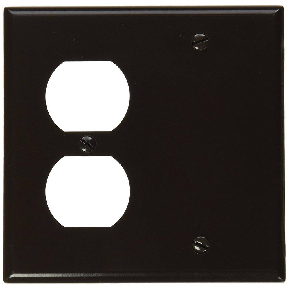 Leviton Brown 2-Gang 1-Duplex1-Blank Wall Plate (1-Pack) 85008