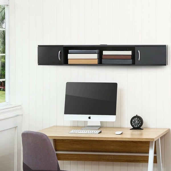 FITUEYES Wall Mounted TV Media Console Floating Desk Storage Hutch