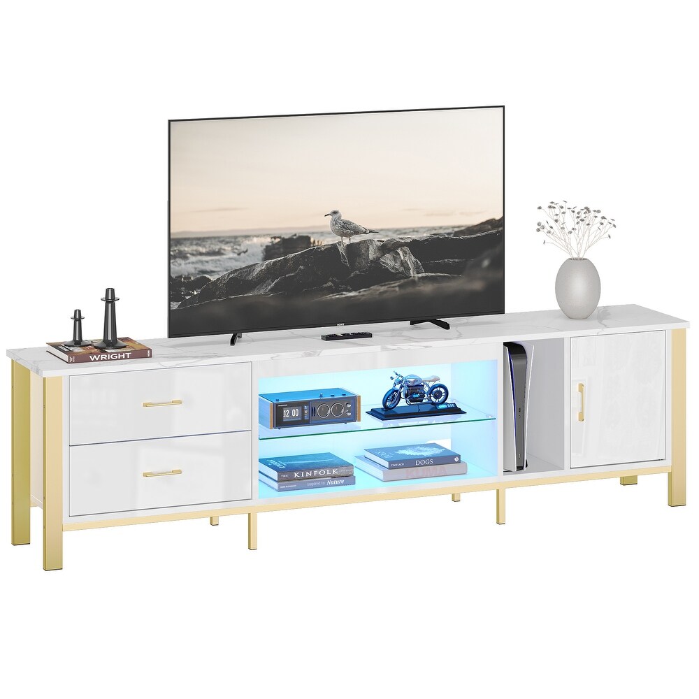 Modern TV Stands for 75/ 80/ 85 inch TV with 2 Drawers   80 inches