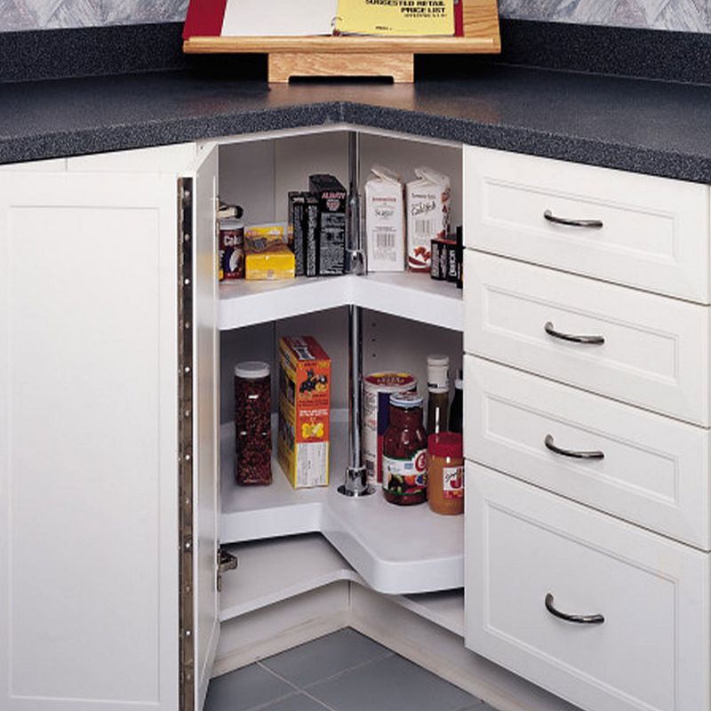 Rev-a-shelf 28 Inch Kidney Lazy Susan Corner Wall Cabinet 2-shelf， 6472-28-11-52