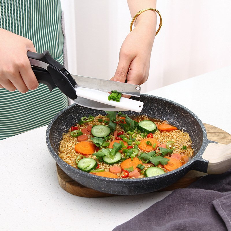 2-in-1 Knife and Built-in Cutting Board Food Chopper