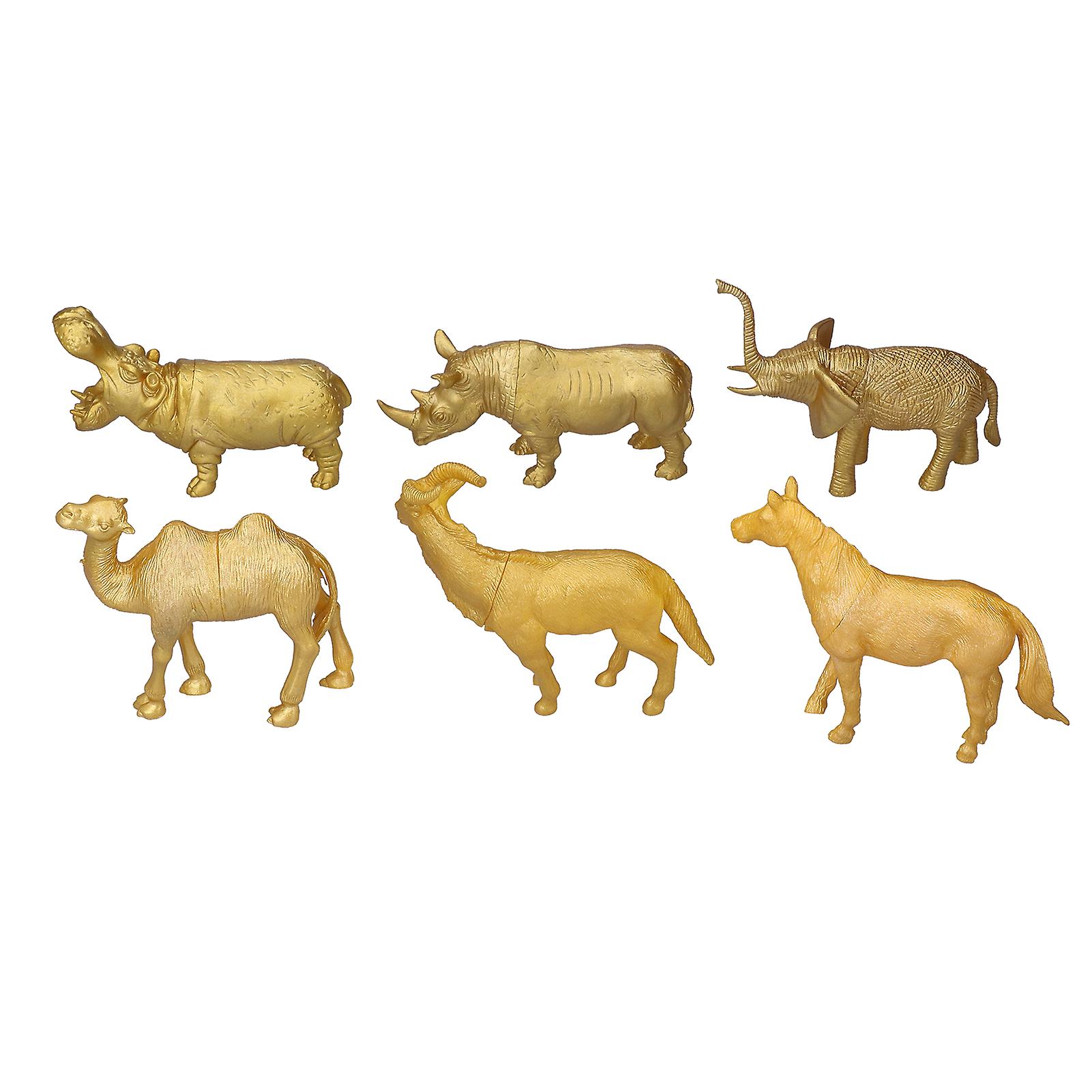 Forest Wild Animals Figure Pvc Long Lasting Simulation Golden Zoo Animal Figurines For 3 Years Old+6pcs