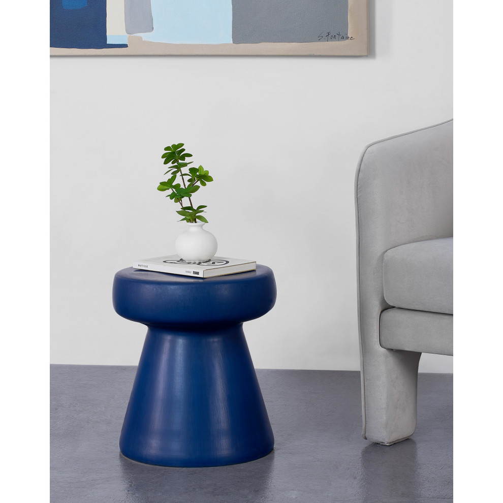 Charlie Matte Navy Ceramic Outdoor Table   Contemporary   Outdoor Side Tables   by Renwil  Houzz