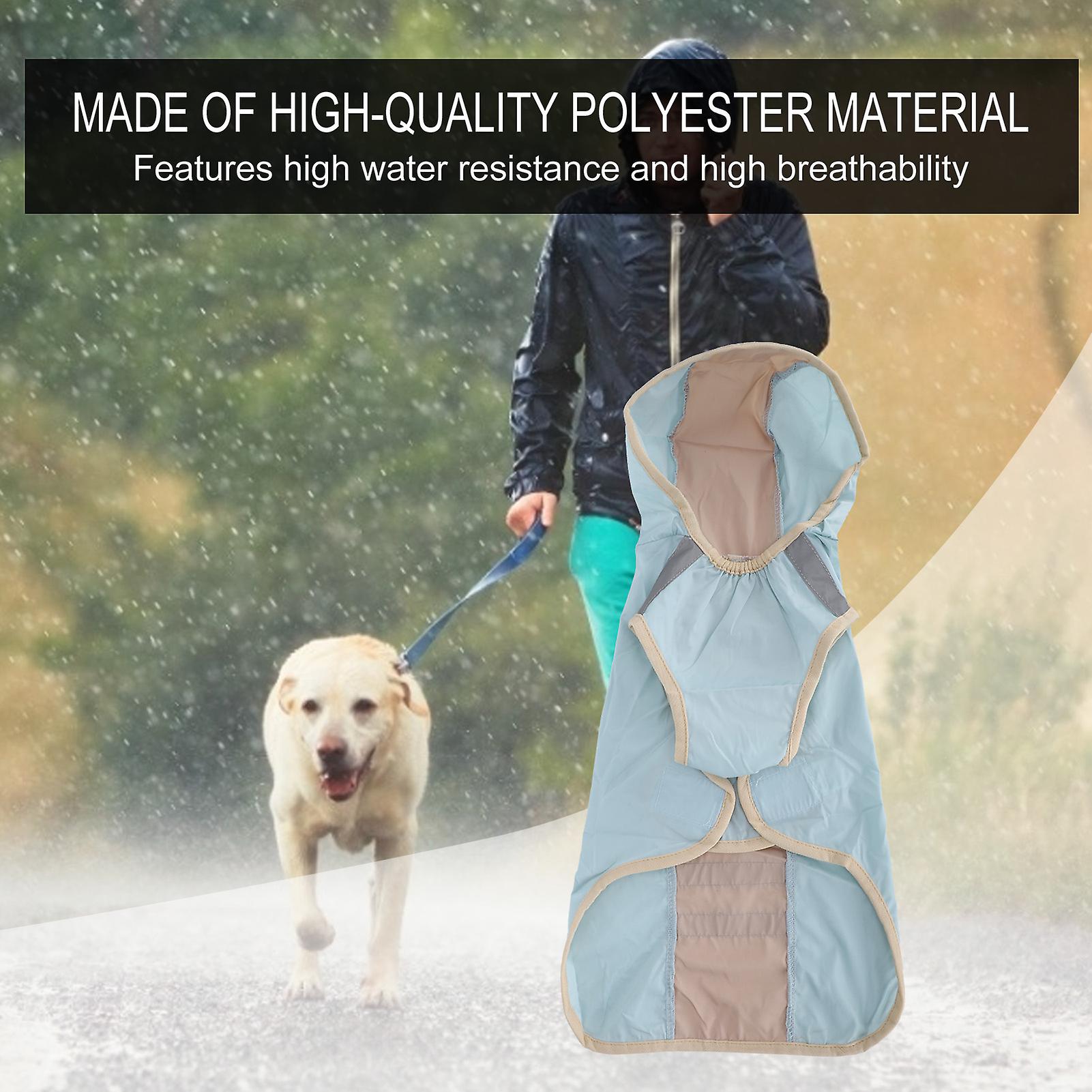 Dog Raincoat Waterproof Windproof Pet Rain Jacket With Safety Reflective Stripe Adjustable Dog Rainwear For Wet Rain Weather[large-blue]