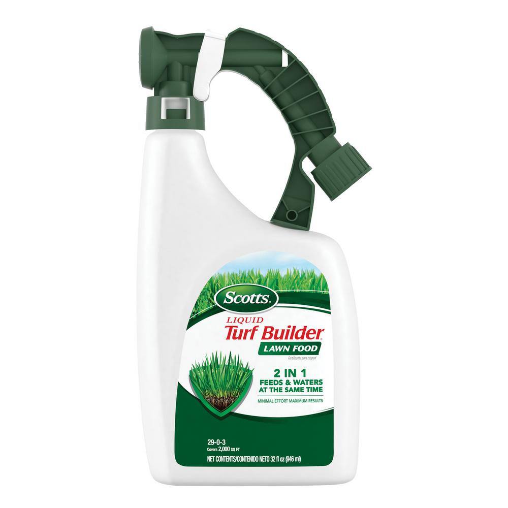 Scotts Turf Builder 32 fl. oz. Liquid Lawn Fertilizer for All Grass Types Feeds and Waters Lawn at Same Time 542040605