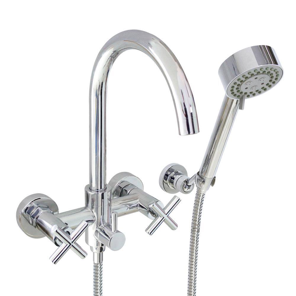 MODONA Modern 6 in. 2-Handle 3-Spray Tub and Shower Faucet with Massage Hand Held Shower in Polished Chrome (Valve Included) F903X