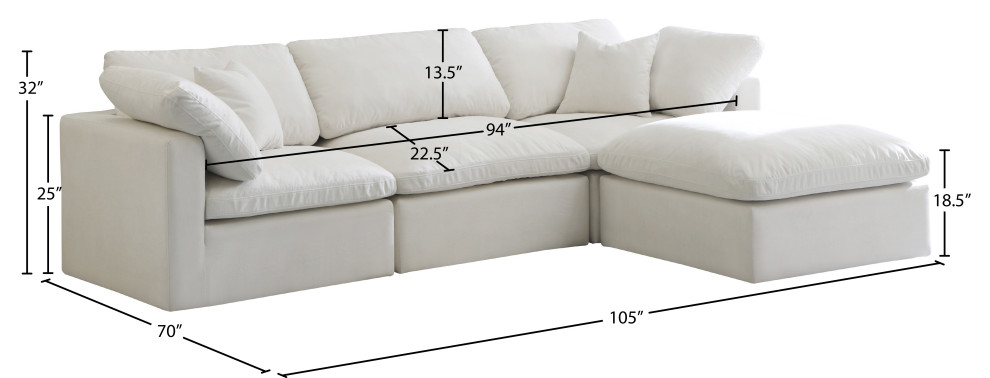 Plush Velvet / Down Standard Comfort L Shaped Modular Sectional   Transitional   Sectional Sofas   by Meridian Furniture  Houzz