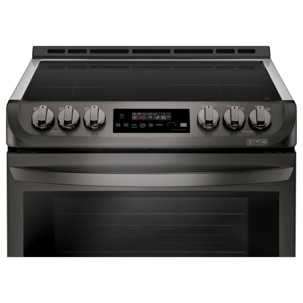 LG 6.3 cu. ft. Smart Slide-In Electric Range with ProBake Convection Induction  Self-Clean in Black Stainless Steel LSE4616BD