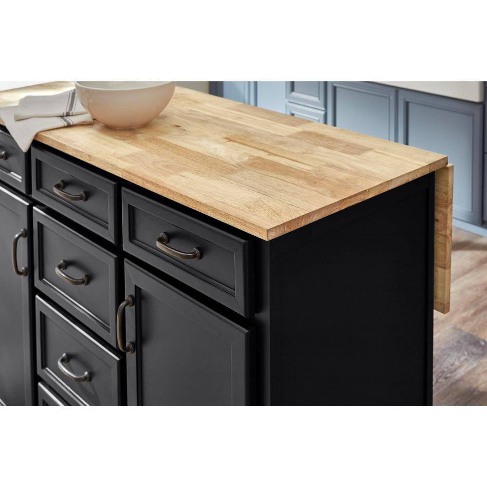 Home Decorators Collection Black Kitchen Island with Natural Butcher Block Top SK19304Er1-B