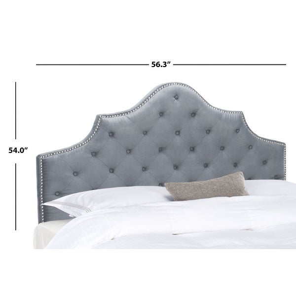 SAFAVIEH Arebelle Grey Upholstered Tufted Headboard - Silver Nailhead (Full) - - 12014901