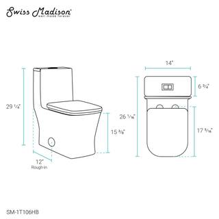 Swiss Madison Concorde 1-piece 1.11.6 GPF Dual Flush Elongated Toilet in Glossy White with Black Hardware Seat Included SM-1T106HB